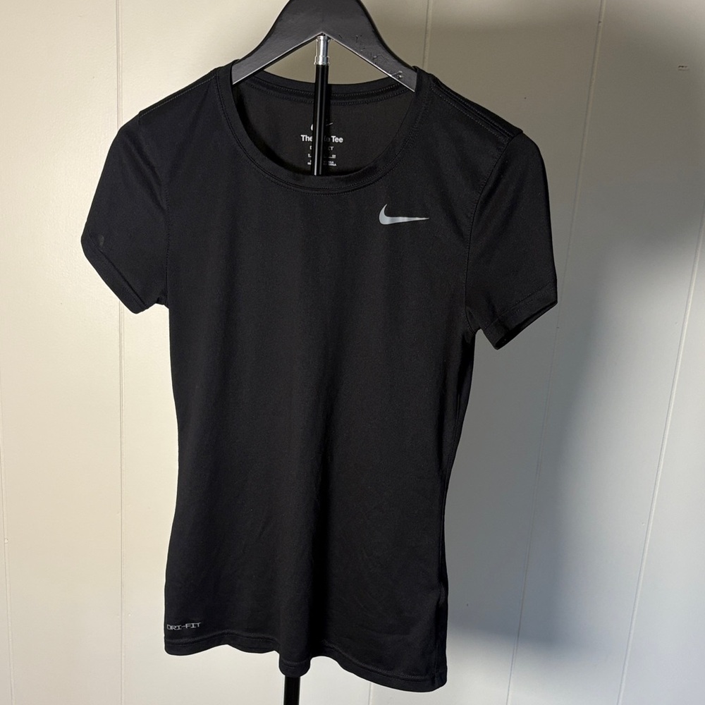 Nike Women’s Black Short Sleeve Dri-FIT Tee with Reflective Swoosh Athleticwear